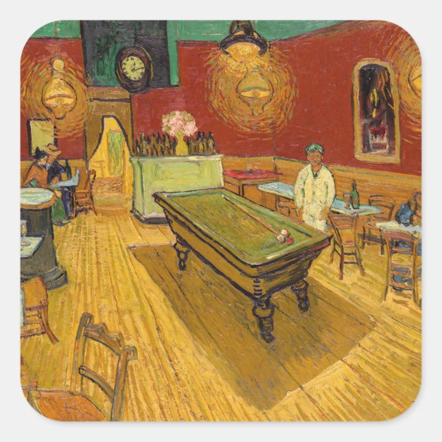 Adesivo Quadrado Vincent van Gogh - The Night Cafe (Frente)