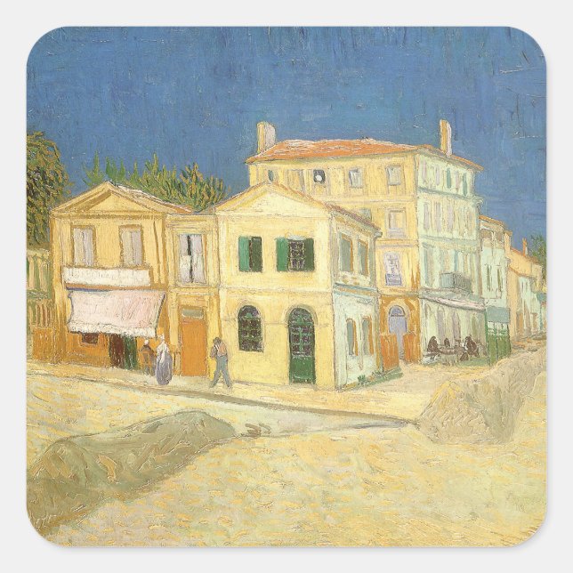 Adesivo Quadrado Vincent van Gogh - The Yellow House (The Street) (Frente)