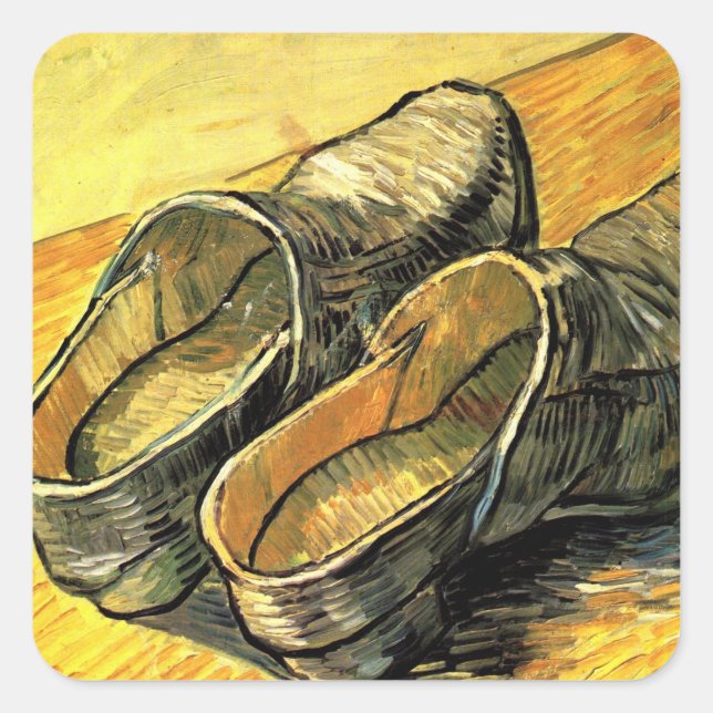 Adesivo Quadrado Vincent van Gogh - Um Par de Leather Clogs (Frente)