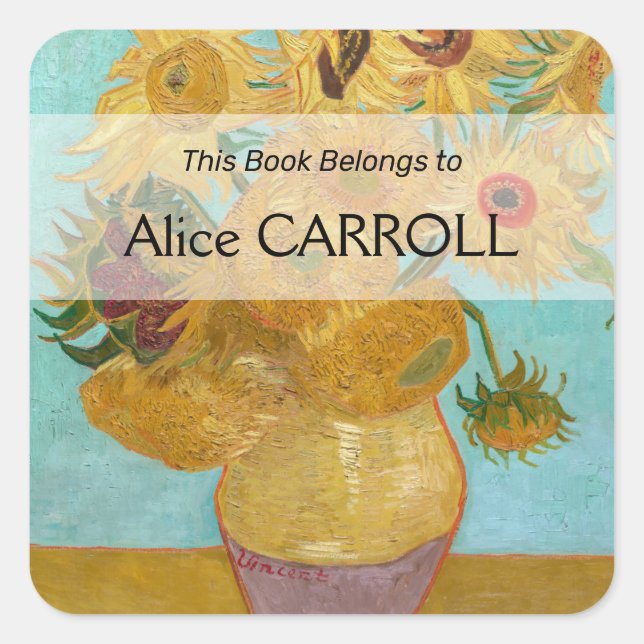 Adesivo Quadrado Vincent Van Gogh - Vase com Doze Girassóis (Frente)