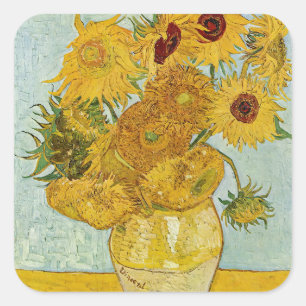 Adesivo Quadrado Vincent Van Gogh - Vase com Doze Girassóis