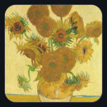 Adesivo Quadrado Vincent van Gogh - Vase com Quinze Girassóis<br><div class="desc">Vase com Quinze Girassóis / Vase avec quinze Tornesols - Vincent Van Gogh,  agosto de 1888 - Girassóis versão 1888 (F454)</div>