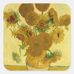 Adesivo Quadrado Vincent van Gogh - Vaso com Quinze Girassóis