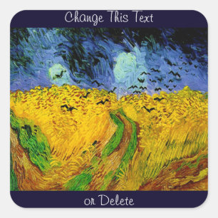 Adesivo Quadrado Vincent Van Gogh Wheat Field com Crows
