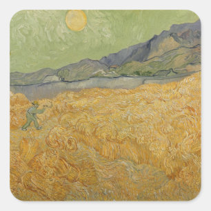 Adesivo Quadrado Vincent van Gogh   Wheatfield with Reaper, 1889