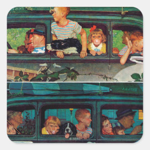 Adesivo Quadrado Vinda e ir por Norman Rockwell