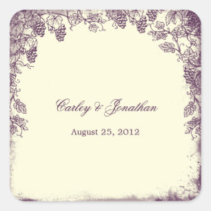 Adesivo Quadrado Vineyard Wedding Sticker - Roxo