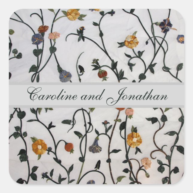 Adesivo Quadrado Vinhas Bordadas Envelope Selo (Frente)