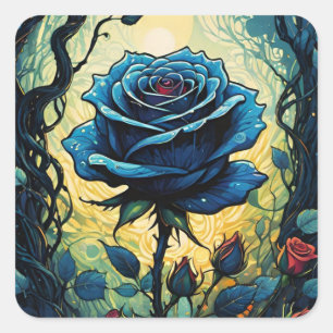 Adesivo Quadrado Vinhas Rosa azuis 1