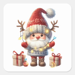 Adesivo Quadrado Vinheiros Gnomos de Natal