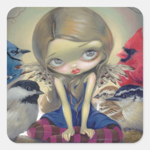 Adesivo Quadrado Vinheta "Aves do Quintal"