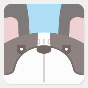 Adesivo Quadrado Vinheta Buldogue Francesa