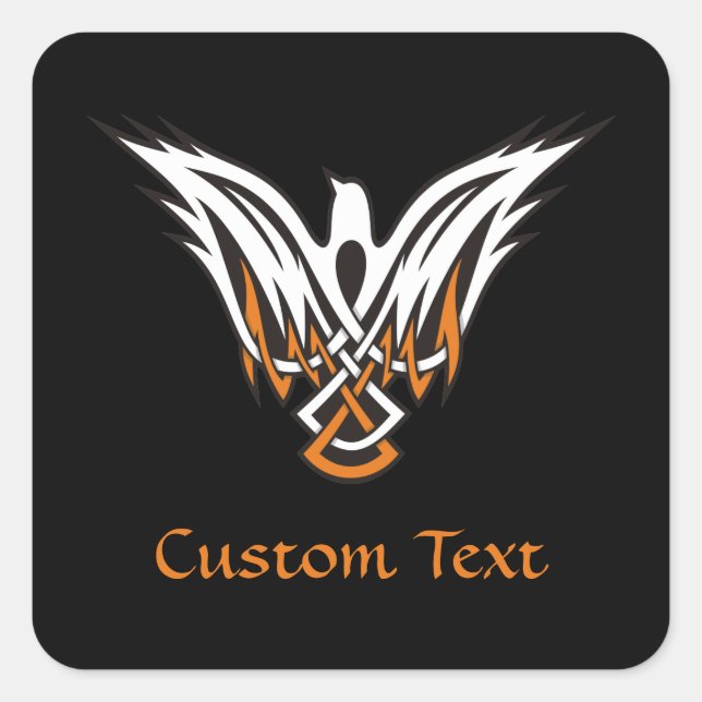 Adesivo Quadrado Vinheta Celta Pássaro Praça (Frente)