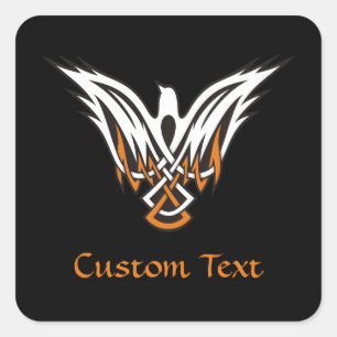 Adesivo Quadrado Vinheta Celta Pássaro Quadrado