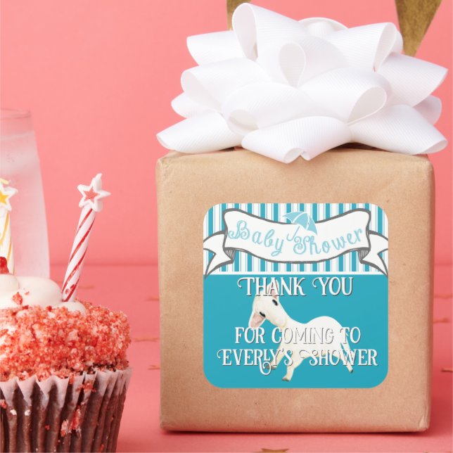 Adesivo Quadrado Vinheta-Chá-de-cordeiro-branca (Festa)