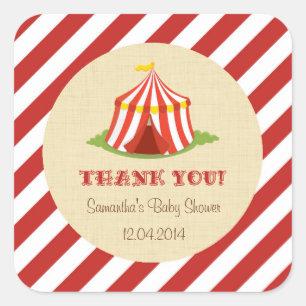 Adesivo Quadrado Vinheta Chá de fraldas de Circo