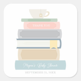 Adesivo Quadrado Vinheta Chá de fraldas de Livro