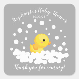 Adesivo Quadrado Vinheta Chá de fraldas de Pato de Borracha Bonito