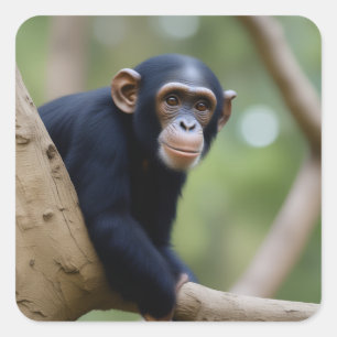 Adesivo Quadrado Vinheta Chimp Bonita