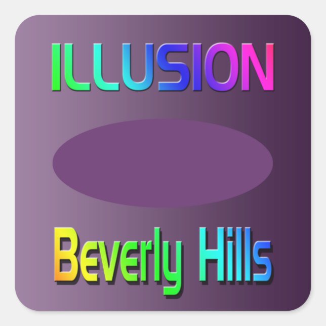 Adesivo Quadrado Vinheta "Colinas de Beverly ILLUSION"! (Frente)