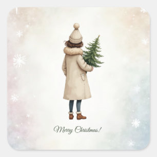 Adesivo Quadrado Vinheta com design de Natal