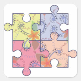 Adesivo Quadrado Vinheta com o símbolo de autismo