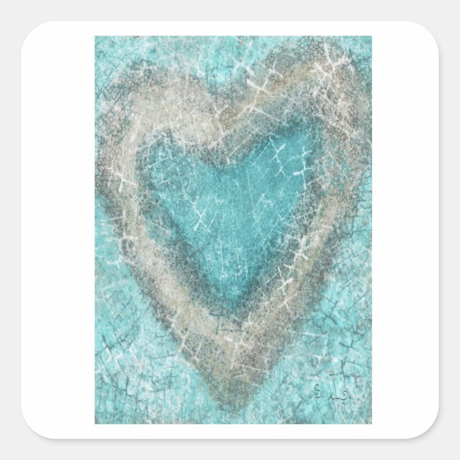 Adesivo Quadrado Vinheta com um coração legal (Frente)