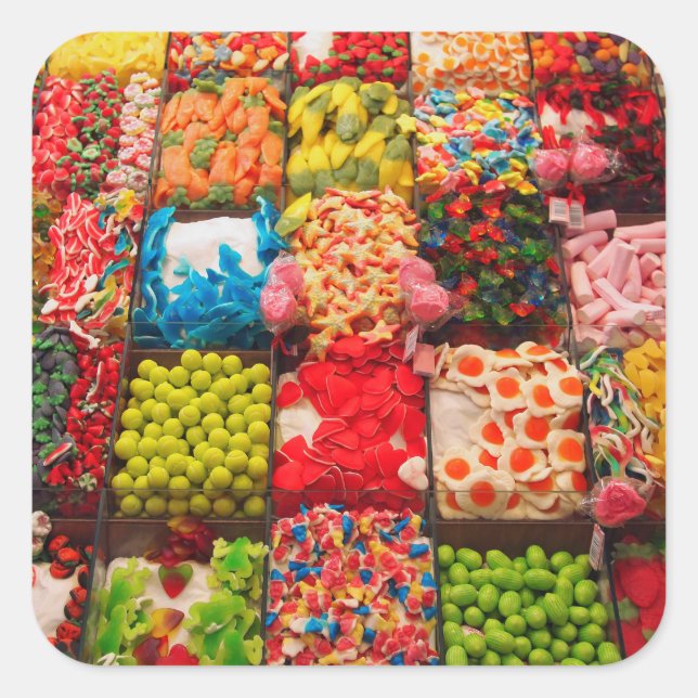 Adesivo Quadrado Vinheta-comprada doce colorido (Frente)