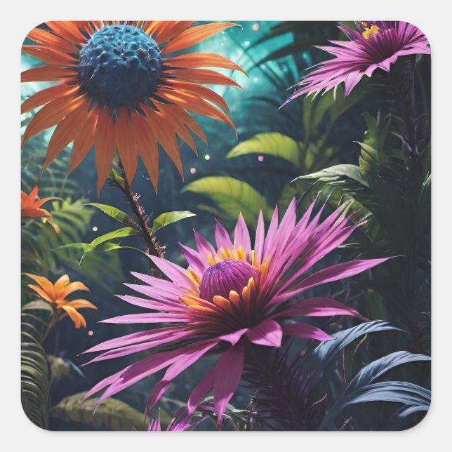 Adesivo Quadrado Vinheta Cosmic Blossoms (Frente)