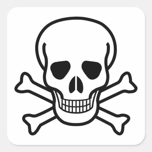 Adesivo Quadrado Vinheta Crânio e Crossbones (Frente)