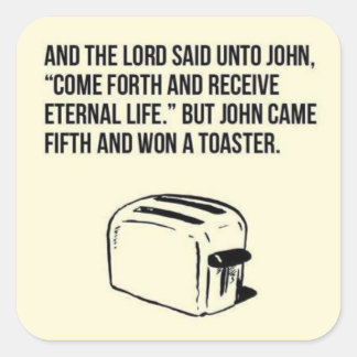 Adesivo Quadrado Vinheta cristã de salvação irônica