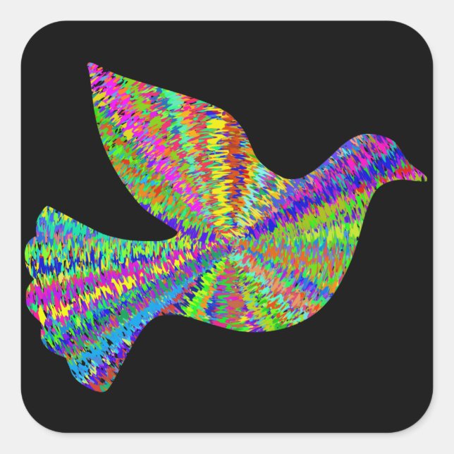 Adesivo Quadrado Vinheta da Dove da Paz de Groovy (Frente)