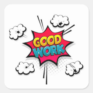 Adesivo Quadrado Vinheta da Escola de Trabalho do excelente