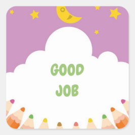 Adesivo Quadrado Vinheta da Escola de Trabalho do excelente