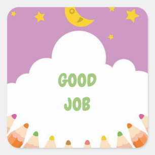 Adesivo Quadrado Vinheta da Escola de Trabalho do excelente