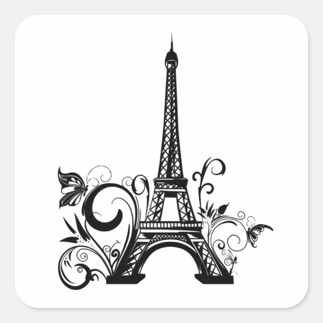 Adesivo Quadrado Vinheta da torre Eiffel (Frente)