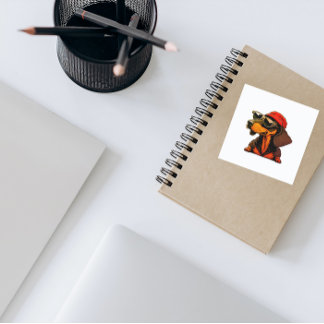 Adesivo Quadrado Vinheta Dachshund para amantes Dachshund