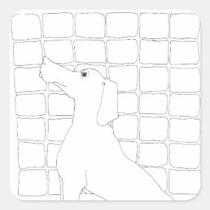 Adesivo Quadrado Vinheta de 2018 de Cachorro Original Desenho Chinê