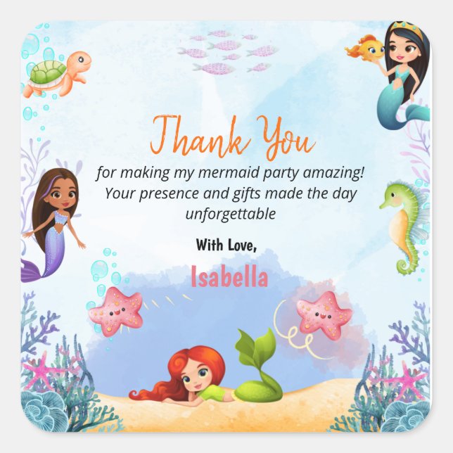 Adesivo Quadrado Vinheta de 5 de Sereia Magnética (Frente)