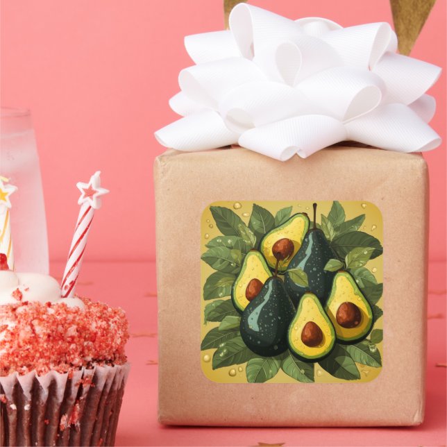 Adesivo Quadrado Vinheta de abacates (Festa)