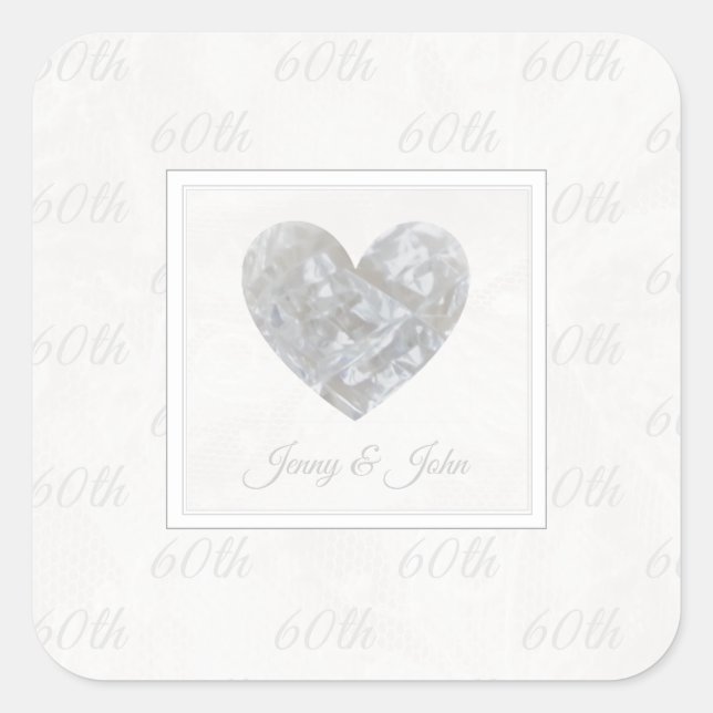 Adesivo Quadrado Vinheta de aniversário de casamento do Diamond (Frente)