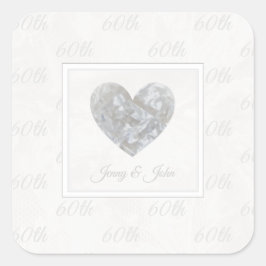 Adesivo Quadrado Vinheta de aniversário de casamento do Diamond