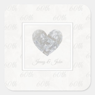 Adesivo Quadrado Vinheta de aniversário de casamento do Diamond