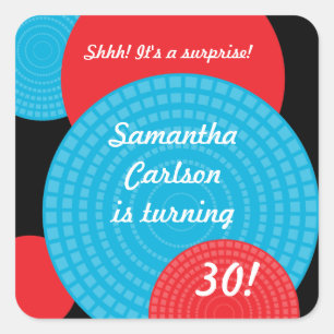 Adesivo Quadrado Vinheta de aniversário de círculos sobrepostos