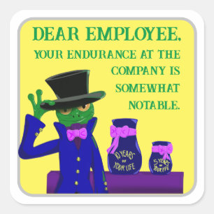 Adesivo Quadrado Vinheta de Aniversário de Trabalho Adequado do sap