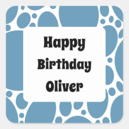 Adesivo Quadrado Vinheta de aniversário feliz