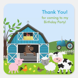 Adesivo Quadrado Vinheta de Aniversário para Animais de Criação