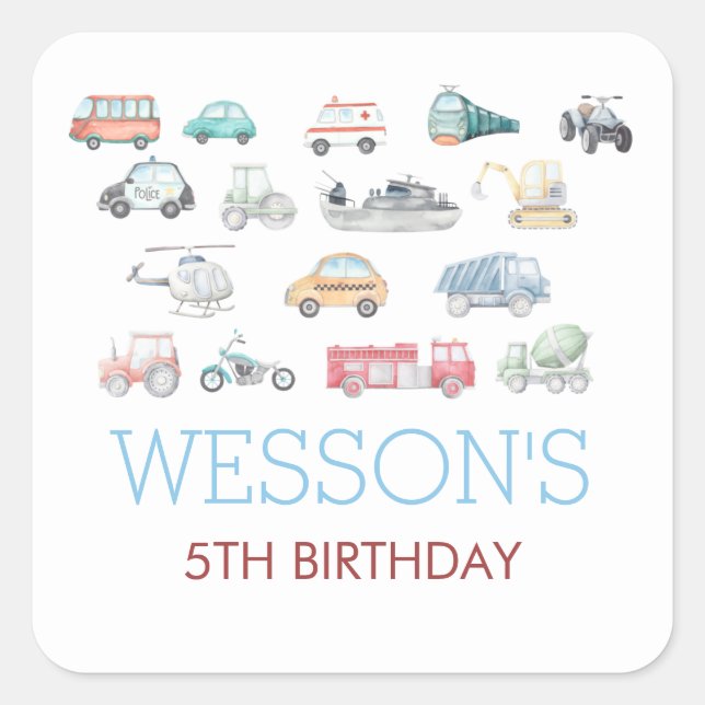 Adesivo Quadrado Vinheta de Aniversário para Transporte, Classic Ro (Frente)