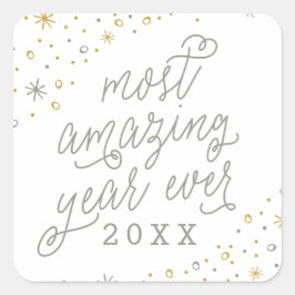 Adesivo Quadrado Vinheta de Ano Novo Mais Incrível