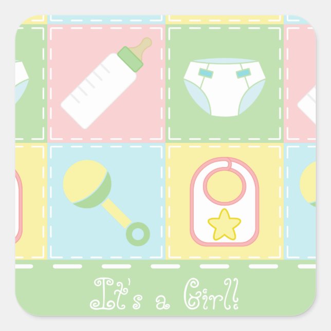 Adesivo Quadrado Vinheta de anúncio de calção do bebê (Frente)